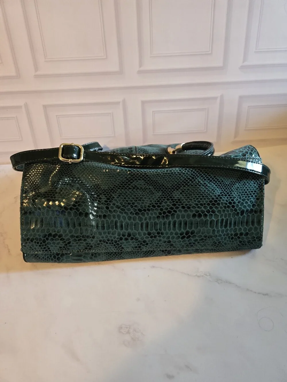 Green Reptile Print Satchel